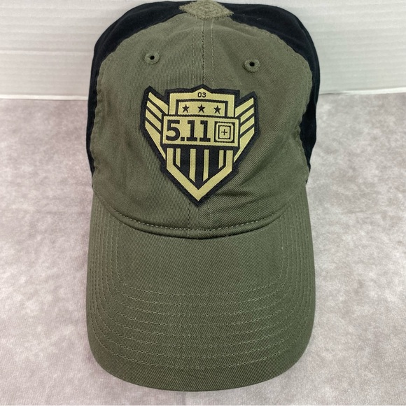 5.11 Tactical Hat Adult Olive Green 192 Tundra Logo Hiking Outdoors Dad Cap - Picture 3 of 16